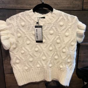 Cute off white flutter sleeve sweater